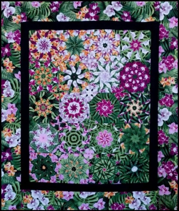 Tropical Fleur Kaleidoscope Within Quilt