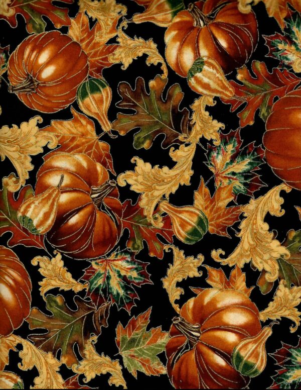 Fall Harvest Pumpkin Cotton Quilt Fabric Kaleidoscope Quilting