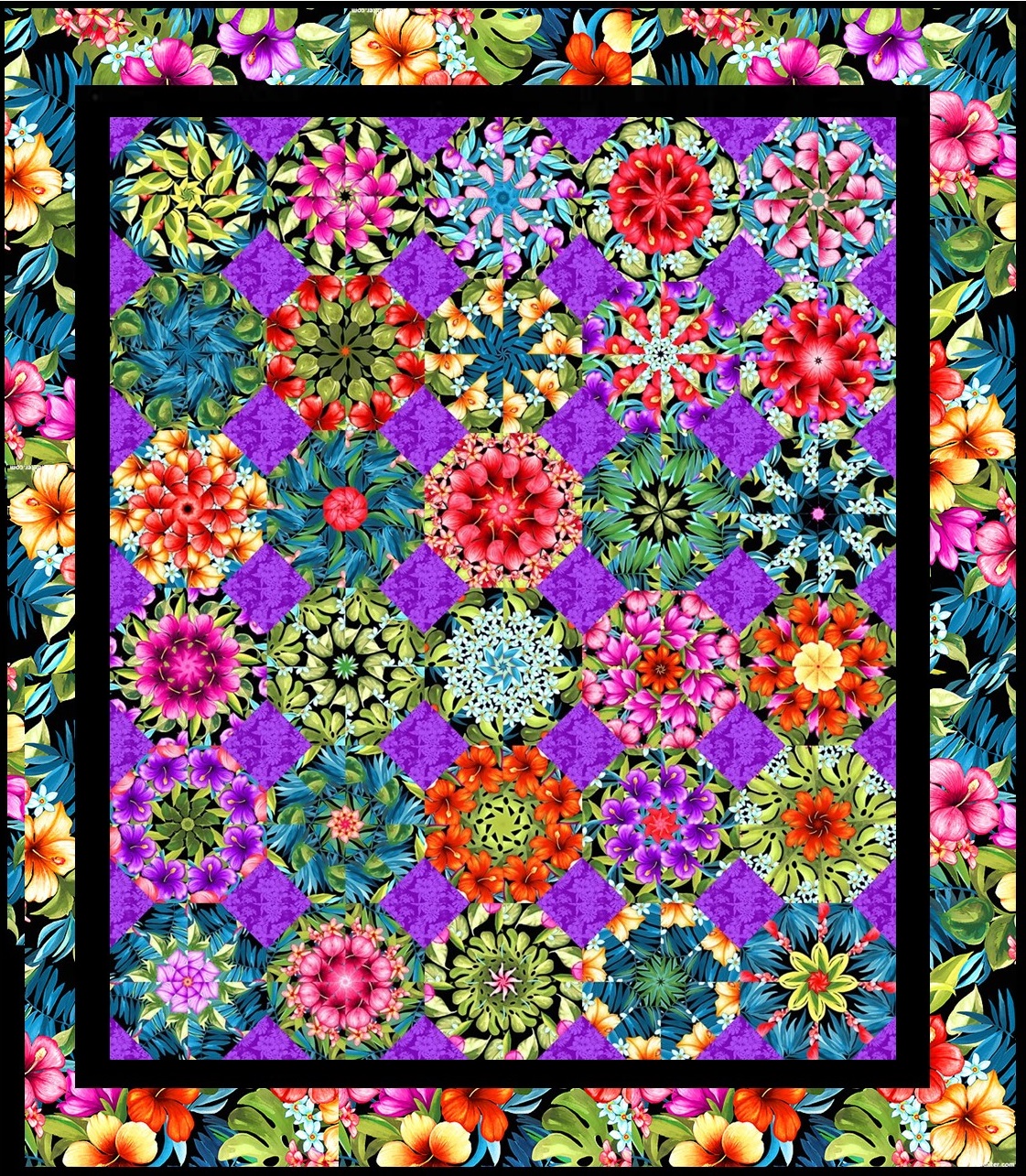 Lost In Paradise B Pre Cut Kaleidoscope Quilt Kit Pre Cut Kaleidoscope Quilting