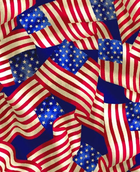 USA Flags We the People Cotton Quilt Fabric - Kaleidoscope Quilting