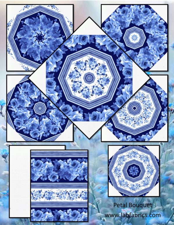 Blue Fleur Stripe Collage