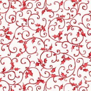 Ornamental Christmas Red Vine Fabric Yardage