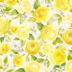 Yellow Floral Quilting Fabric