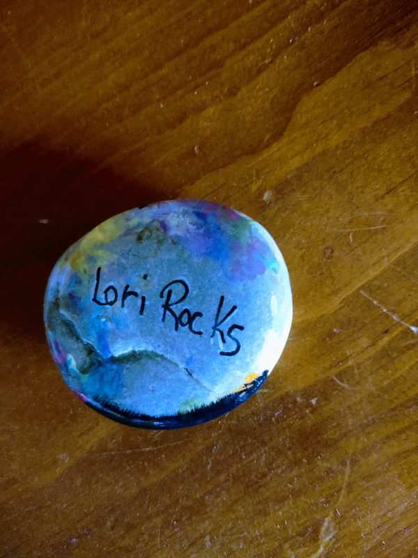 painted ladybug rock, rock gift