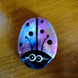 painted ladybug rock, rock gift
