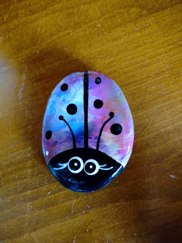 painted ladybug rock, rock gift