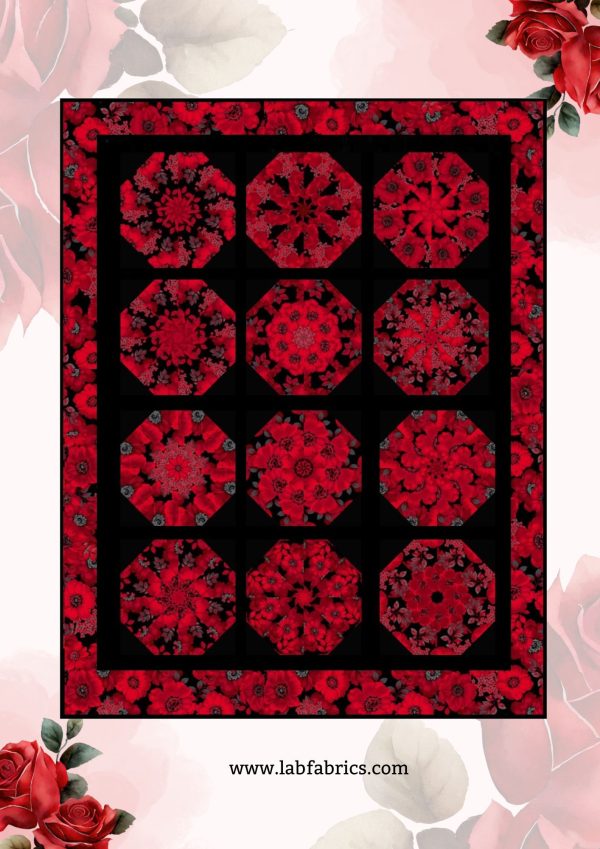 Scarlet Days & Nights Complete Pre-Cut Kaleidoscope Quilt Kit