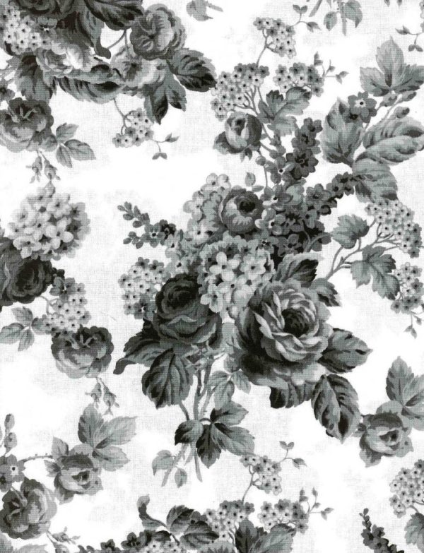 Scarlet Days & Nights Black & White Floral Fabric Yardage