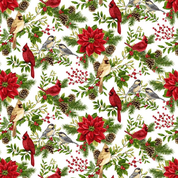 winter garden cardinal fabric