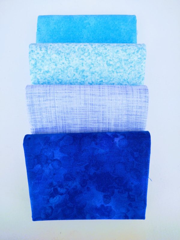 4 Piece Assorted Blues Fabric