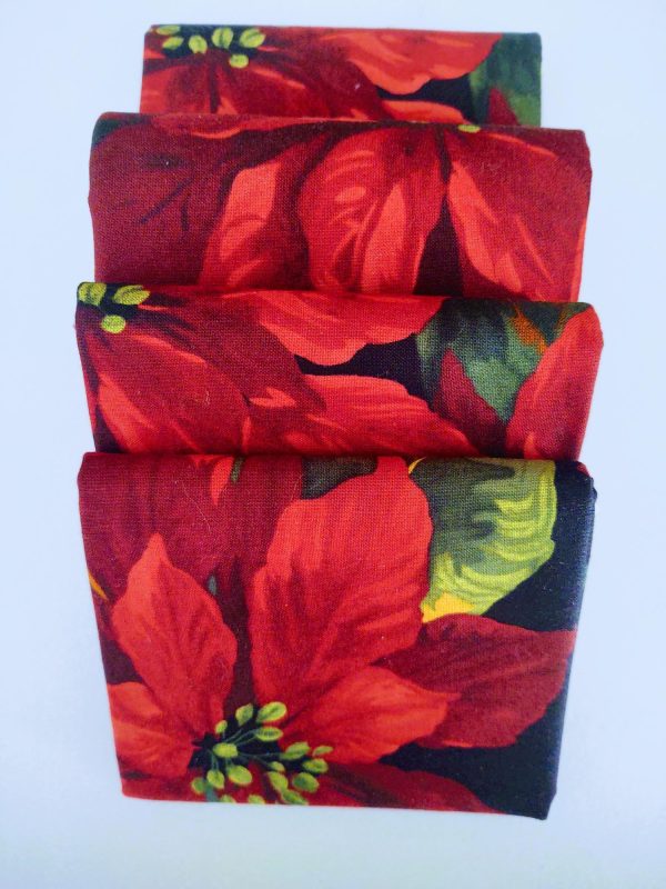 4 Piece Scarlet Poinsettia Fabric