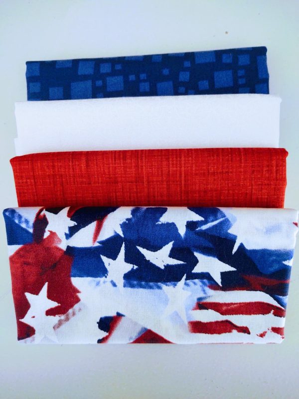 4 Piece Assorted Red, White & Blues Fabrics