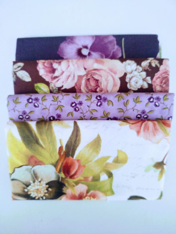 4 Piece Assorted Purples / Pinks Floral Fabrics