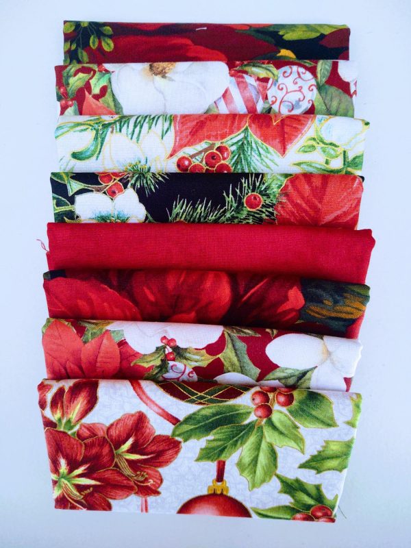 8 Piece Assorted Christmas Floral Fabrics