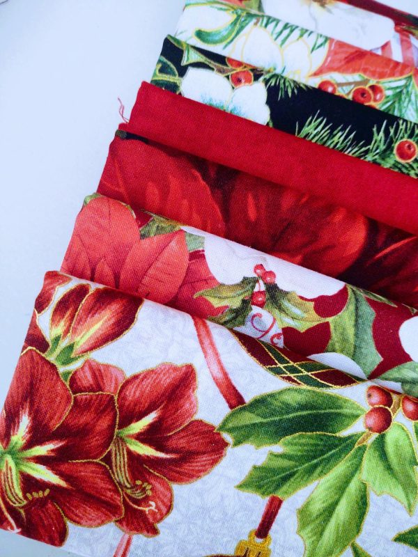 8 Piece Assorted Christmas Floral Fabrics - Image 8