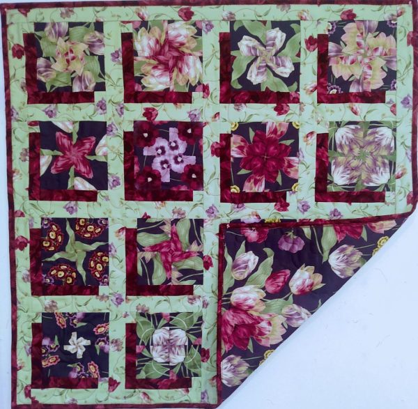 Vintage Floral Baby Quilt, Lap Throw, Wheelchair Quilt, or Wall hanging