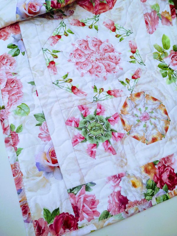 Spring Floral Roses Quilted Table Runner - Image 4