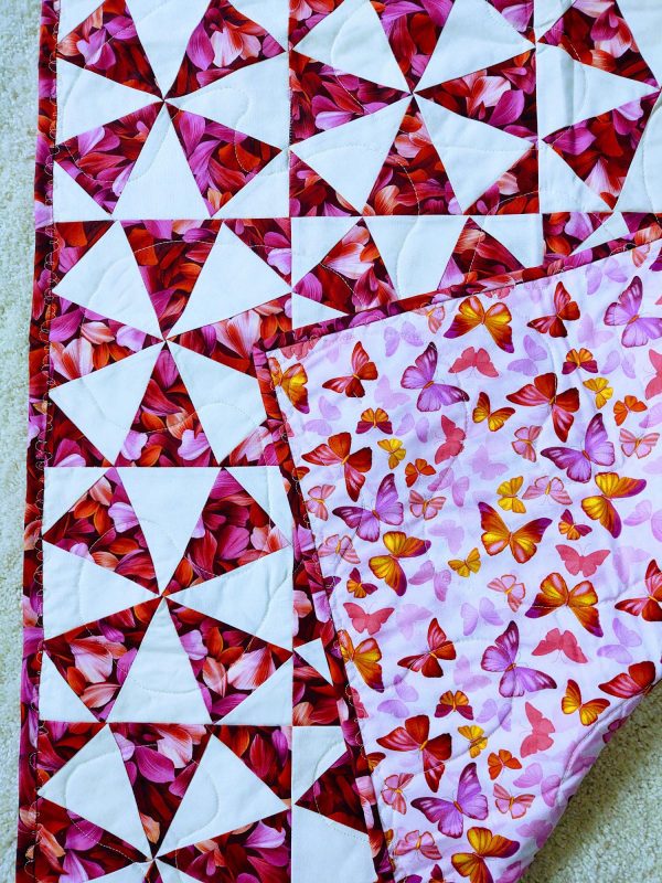 Petal Whimsey Baby Quilt, Lap Throw, Wheel Chair Quilt, or Wall hanging - Image 4