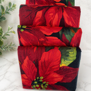 4 Piece Scarlet Poinsettia Fabric