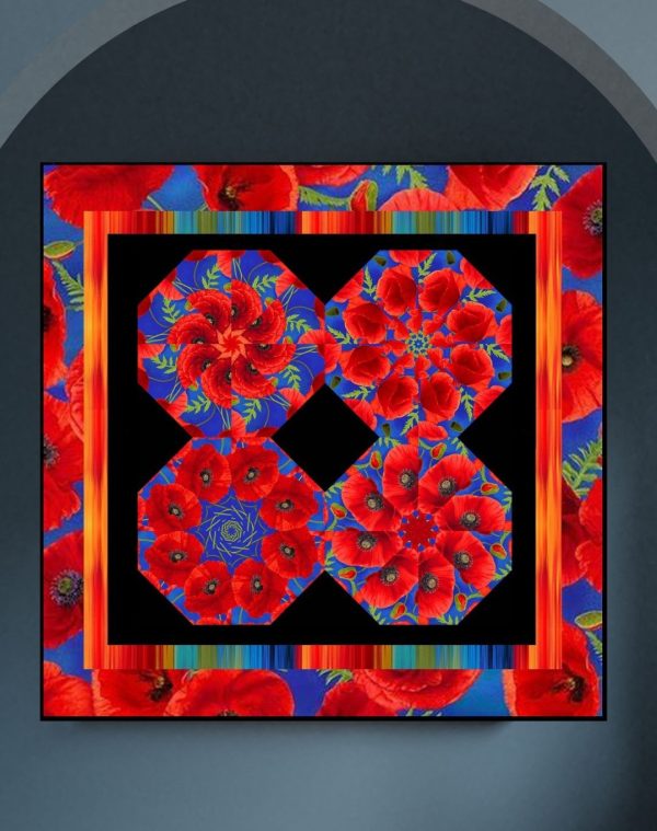 4 of a Kind / Royal Poppies - Pre-Cut Kaleidoscope Quilt Kit