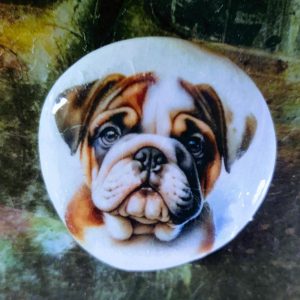 hand painted rock, dog rock