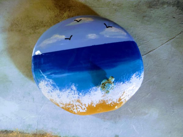 Hand Painted Beach / Ocean Scene Rock - Image 5
