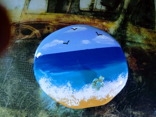Hand Painted Beach / Ocean Scene Rock - Image 4
