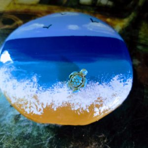 Hand Painted Beach / Ocean Scene Rock