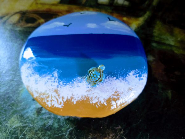 Hand Painted Beach / Ocean Scene Rock