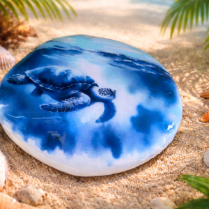Hand Painted Sea Turtle Rock