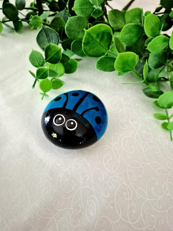 blue painted rock