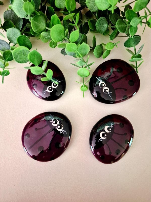 Painted Lady Bug Rocks - Black Cherry