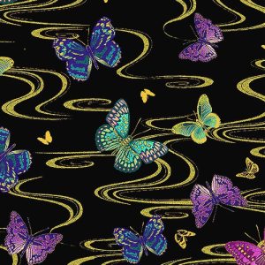 Shizuka Black Butterfly Fabric Yardage