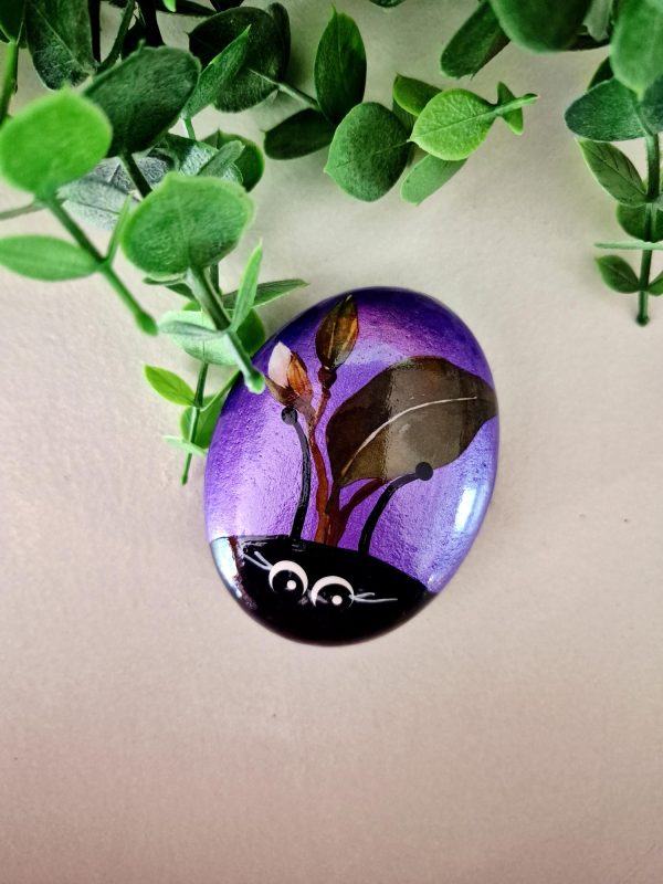 Painted Lady Bug Rocks - Purple Metallic Designed - Image 3