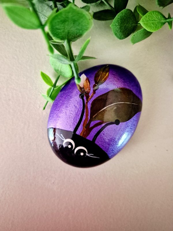 Painted Lady Bug Rocks - Purple Metallic Designed - Image 2