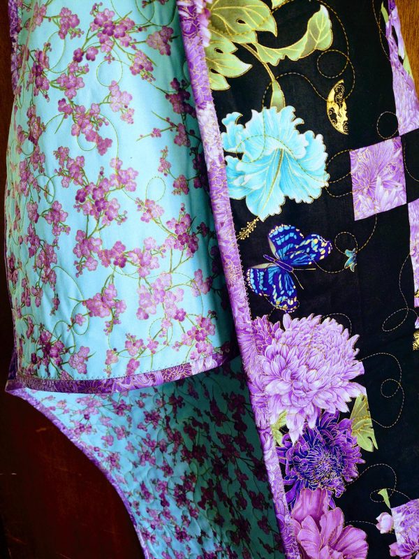 Shizuka Floral Baby Quilt, Lap Throw, Wheelchair Quilt, or Wall hanging - Image 5