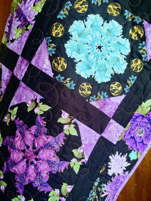 Shizuka Floral Baby Quilt, Lap Throw, Wheelchair Quilt, or Wall hanging - Image 3