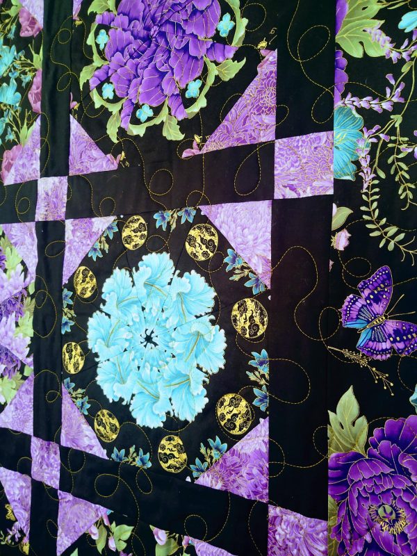 Shizuka Floral Baby Quilt, Lap Throw, Wheelchair Quilt, or Wall hanging - Image 2