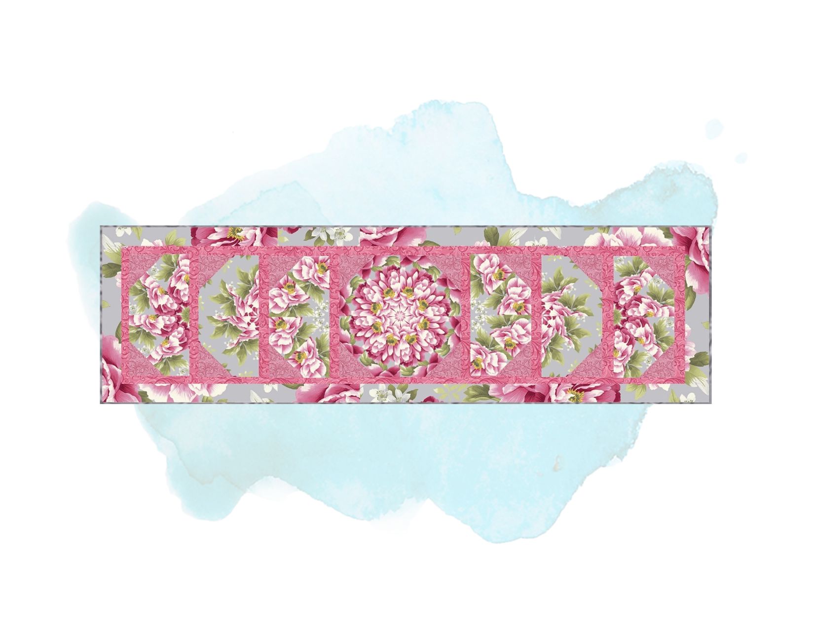Camellia 'Sliced Again' Kaleidoscope Pre-Cut Table Runner Kit - Image 10