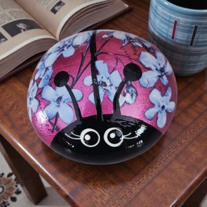 Painted Lady Bug Rocks - Pink Floral