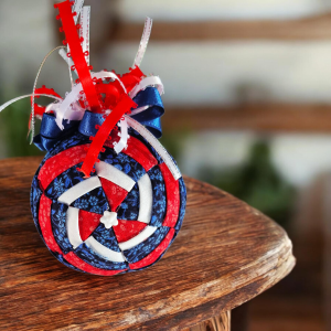 Handmade Ornament / Red White & Blue Pinwheel