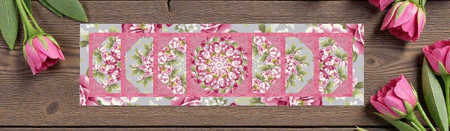 Camellia 'Sliced Again' Kaleidoscope Pre-Cut Table Runner Kit