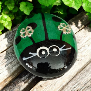 Painted Lady Bug Rocks - St. Patrick's Day (Silver)