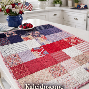 Americana Wall Quilt Table Topper, Handmade Patriotic Quilt, Red White Blue Decor, Farmhouse Kitchen Accent, July 4th Home Decor