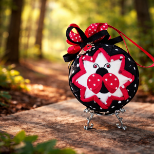 Handmade Ladybug Ornament | Quilted Fabric Ornament | Woodland Gift Decor | Red Black Polka Dot Ladybug | Unique Gift Idea | Nature Inspired