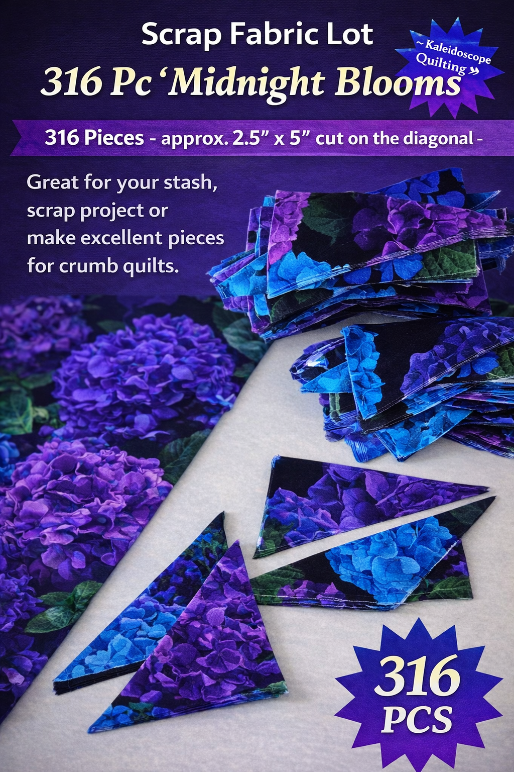 Fabric Scraps / Midnight Blooms