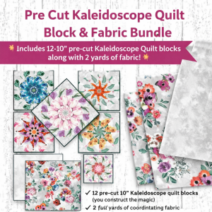 Moon Flower Pre-Cut Kaleidoscope Quilt Block & Fabric Bundle
