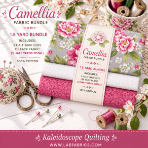 Camellia 1.5 Yard Fabric Bundle, Pink Floral Fabric, White Background Quilt Fabric, High Contrast Quilting Cotton, Precut Fabric Bundle (Copy) (Copy)