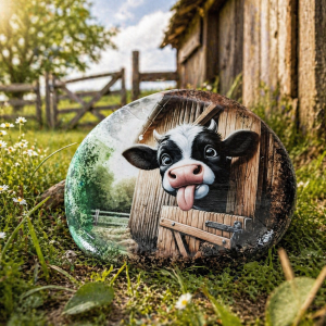 Funny Cow Rock Art Paperweight • Hand Painted Stone • Farmhouse Decor • Unique Gift Idea • Upcycled Rock Art • Cow Lover Gift