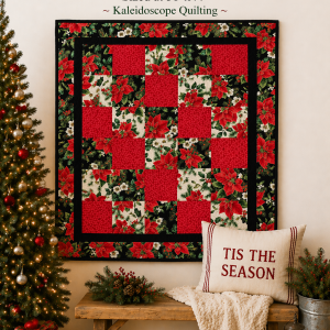 Tis the Season Handmade Quilt 38"x44" | Christmas Quilt | Poinsettia Quilt | Holiday Wall Quilt | Lap Quilt | Ready to Ship | One of a Kind